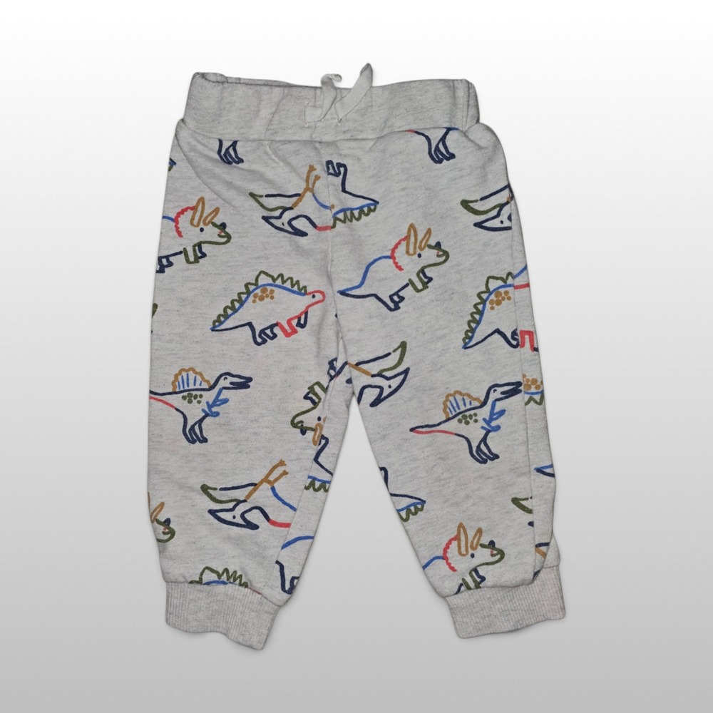 Baby Carter's Jogger Pants Dinosaur Print Casual Gray 12M Trousers